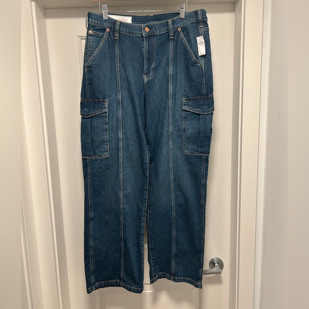 GAP Wide Leg Cargo Jeans | High Rise Utility Denim | Straight Leg | NWT. 31